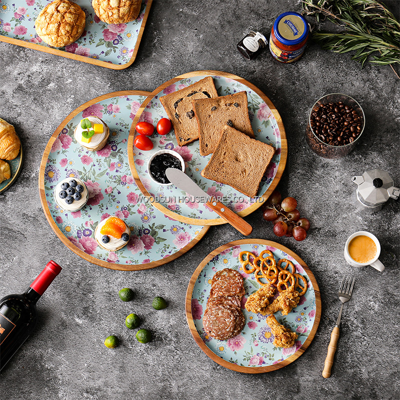 Wooden Custom Wooden Kids Snack Tray Plate Creative Snack Plate Fruit Platter