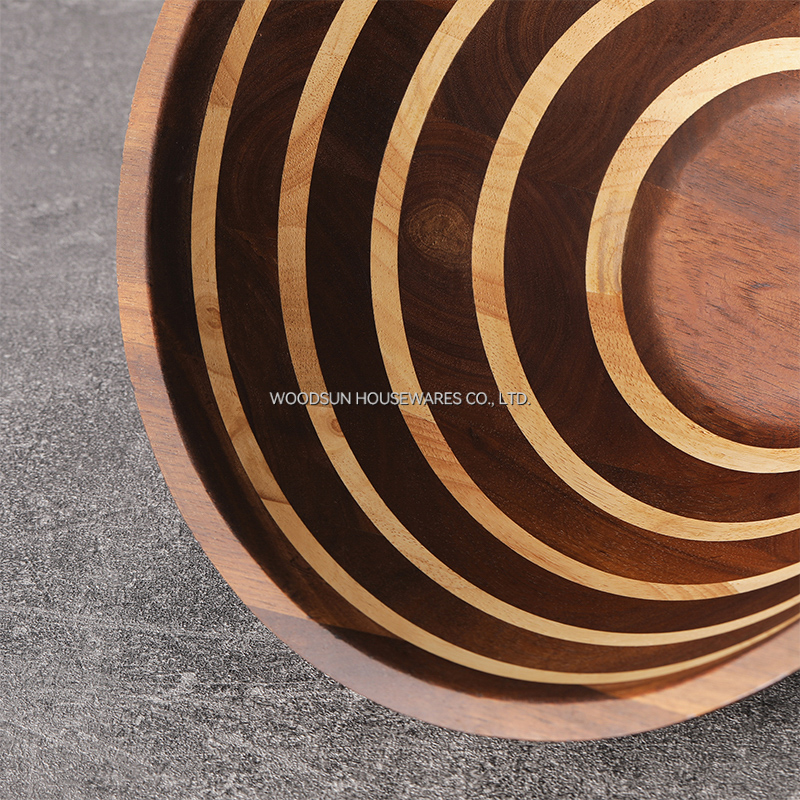 Woodsun Wholesale Carbonized Acacia Wood Salad Bowl