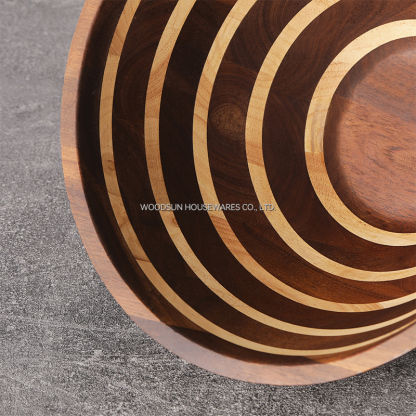 Woodsun Wholesale Carbonized Acacia Wood Salad Bowl
