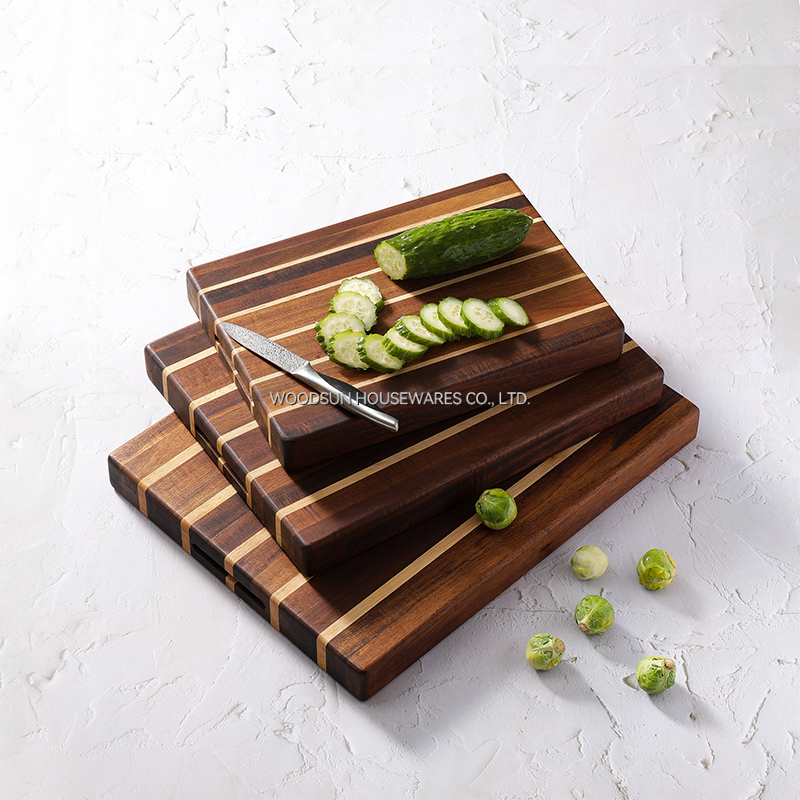 Woodsun Vertical Texture Design Checkerboard Small Cutting Board New Custom Logo Cutting Board