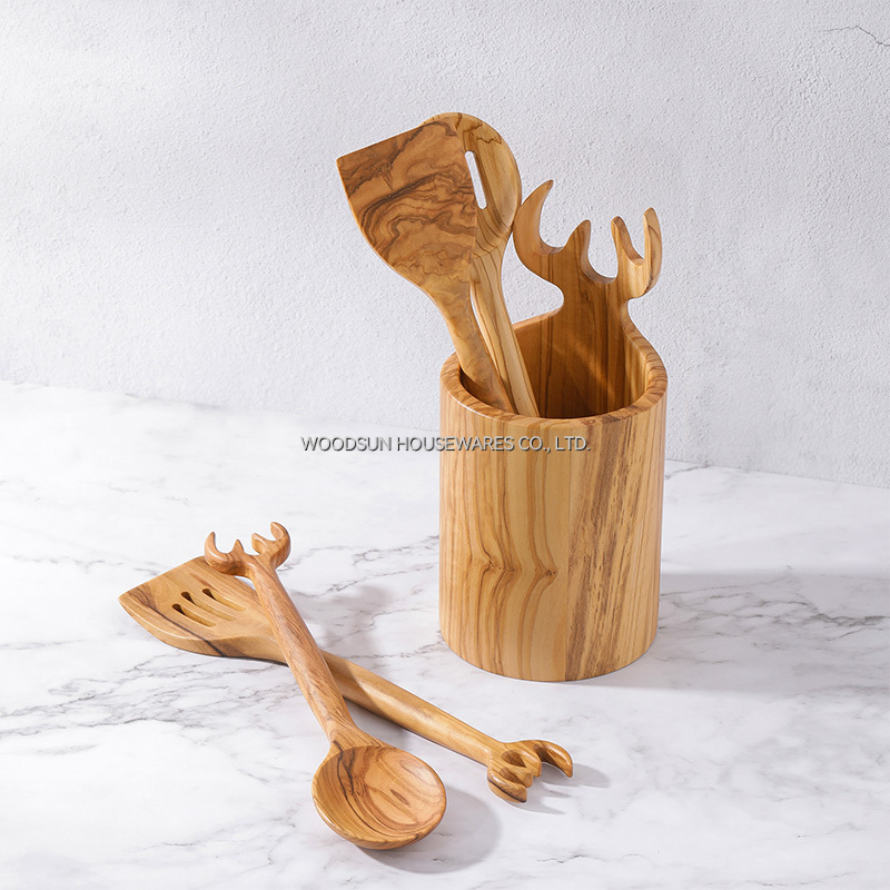WOODSUN Manufacturer Olive Wooden Spatula Spoon Set for Kitchen Cooking
