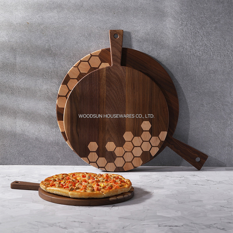 Woodsun Manufacturer US Black Walnut Maple Wooden Pizza Cutting Board