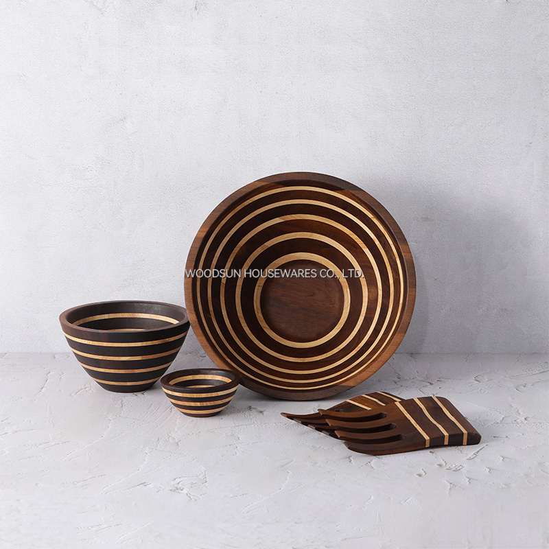 Woodsun Wholesale Carbonized Acacia Wood Salad Bowl