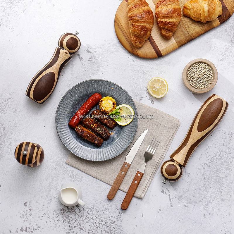 Woodsun Spice Tools Acacia Wood Rubber Wood Grinder Salt and Pepper Grinder Mill Set 2026