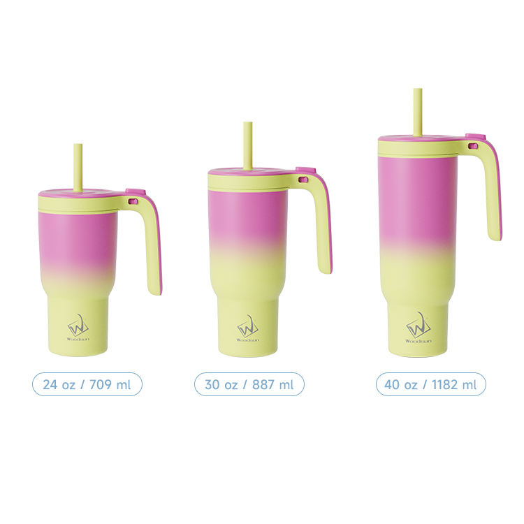 2025 New Design One Press Open and Close Coffee Cup Stainless Steel Vacuum Insulated 40Oz Tumbler With Handle Straw