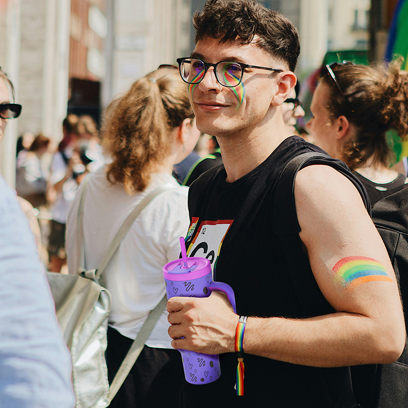 Manufacturer LGBT Stainless Steel Laser Engraved Logo 40Oz Customised Tumblers For Pride Parade