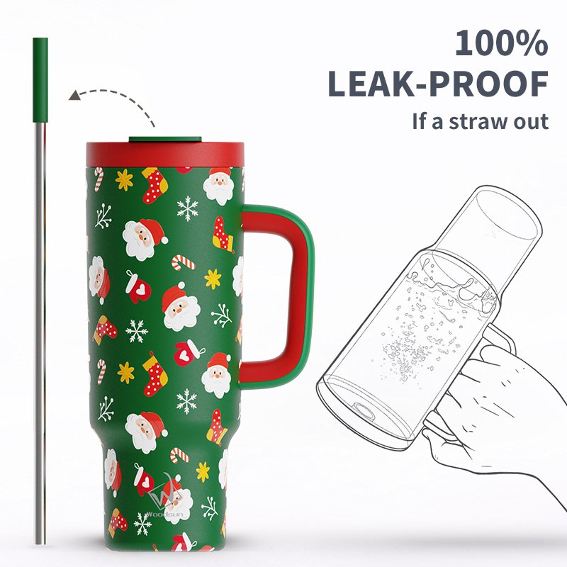 New Christmas Gifts Tumbler Christmas Cups 40 Oz Insulated Tumbler With Straw And Handle For Sale