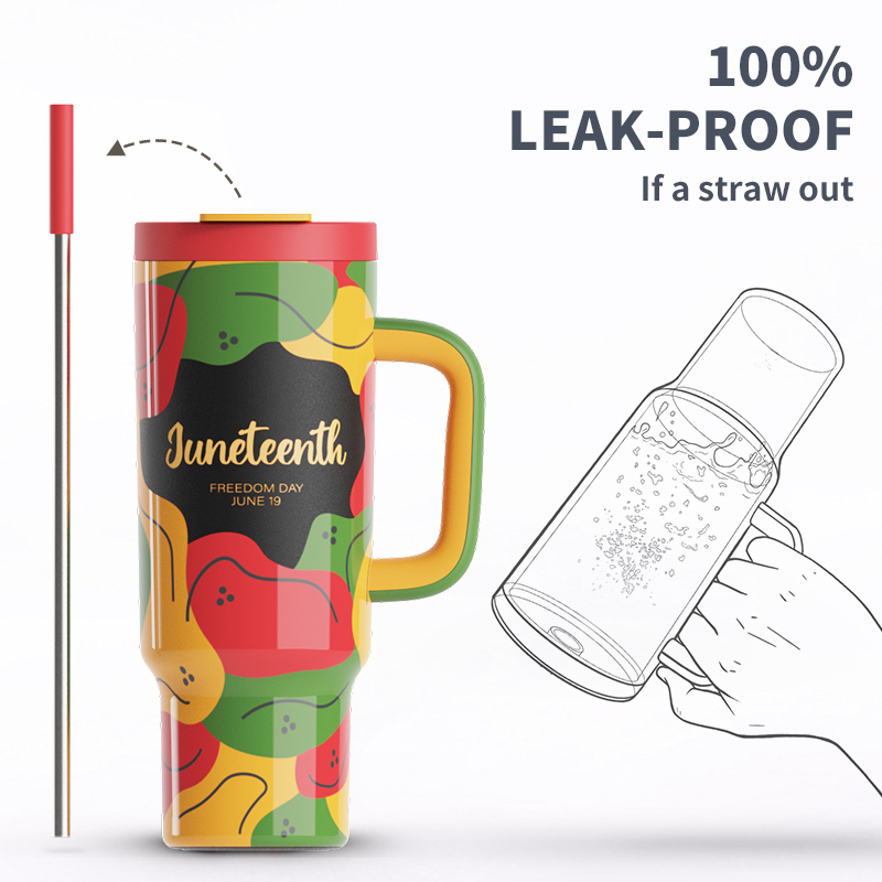 Juneteenth Souvenir Cup Tumbler With Straw And Handle