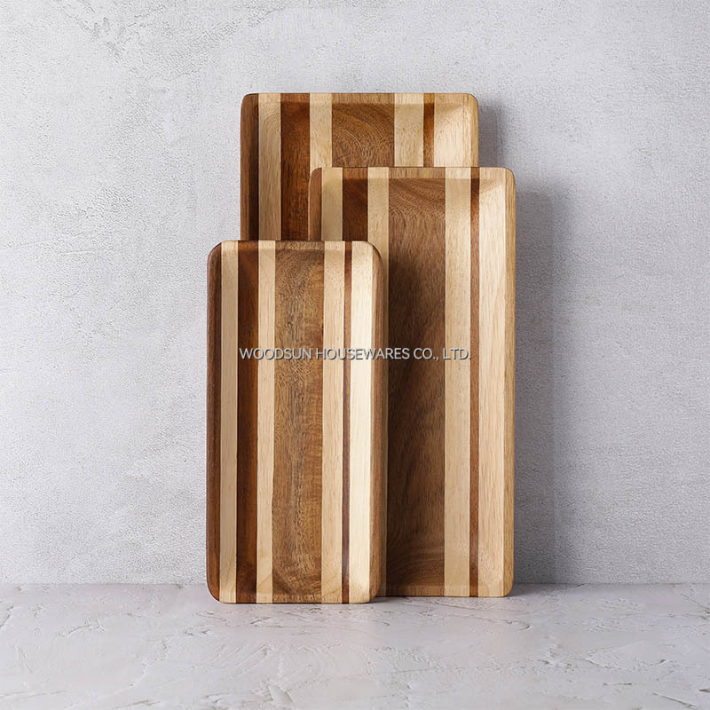 Woodsun Checkerboard Custom Acacia Wood Plate Wooden Dinner Plates