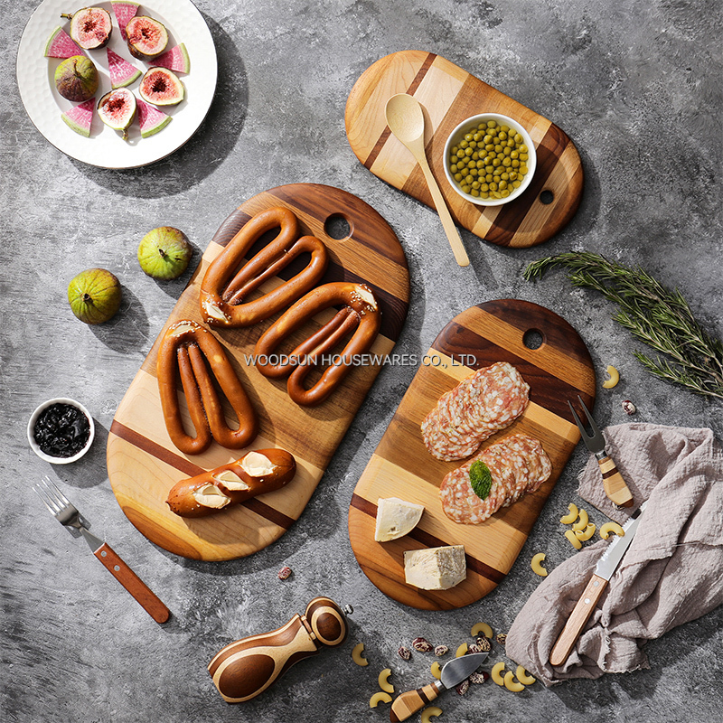 Woodsun FSC Oval Splicing Mini Cutting Boards Chopping Blocks