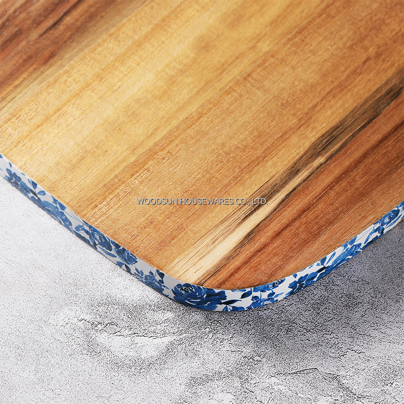 Woodsun Fashion Flower Decal Butcher Acacia Chopping Cutting Board Holz Schneidebrett
