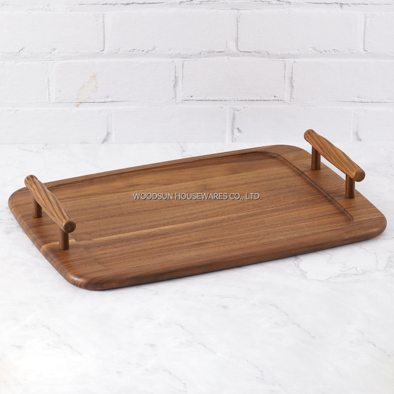 Woodsun Custom Fruit Food Wood Board Serving Tray With Handle