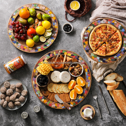 Woodsun Acacia Resin Wood Serving Round Plate