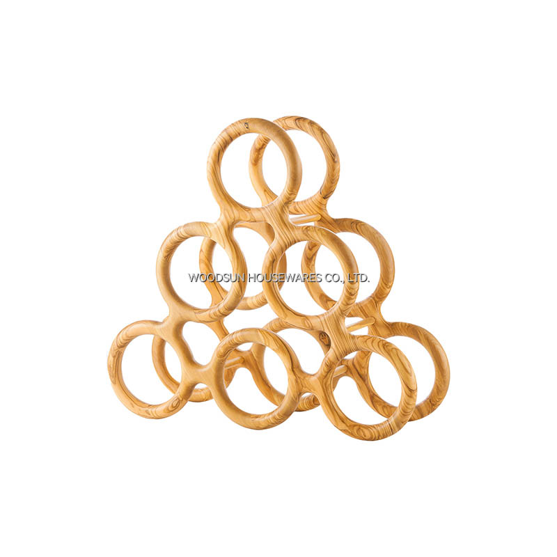 Woodsun Custom Olive Wood Hanging Wooden Wine Display Rack