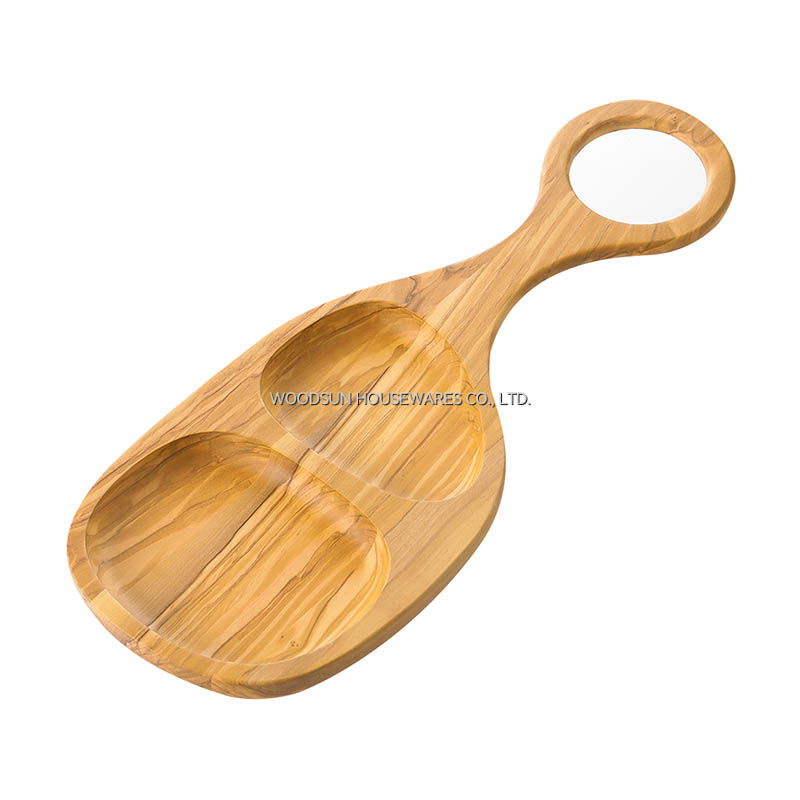 Woodsun Custom Divided Holzerne Snackteller Mit Griff Plato De Merienda Wooden Plates 2026 for Serving