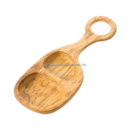 Woodsun Custom Divided Holzerne Snackteller Mit Griff Plato De Merienda Wooden Plates 2026 for Serving