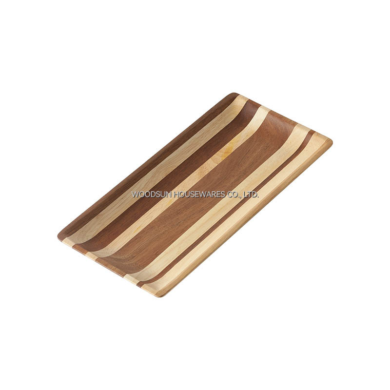 Woodsun Checkerboard Custom Acacia Wood Plate Wooden Dinner Plates