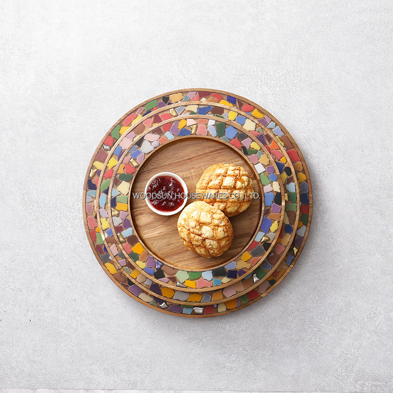 Woodsun Acacia Resin Wood Serving Round Plate