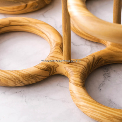 Woodsun Custom Olive Wood Hanging Wooden Wine Display Rack