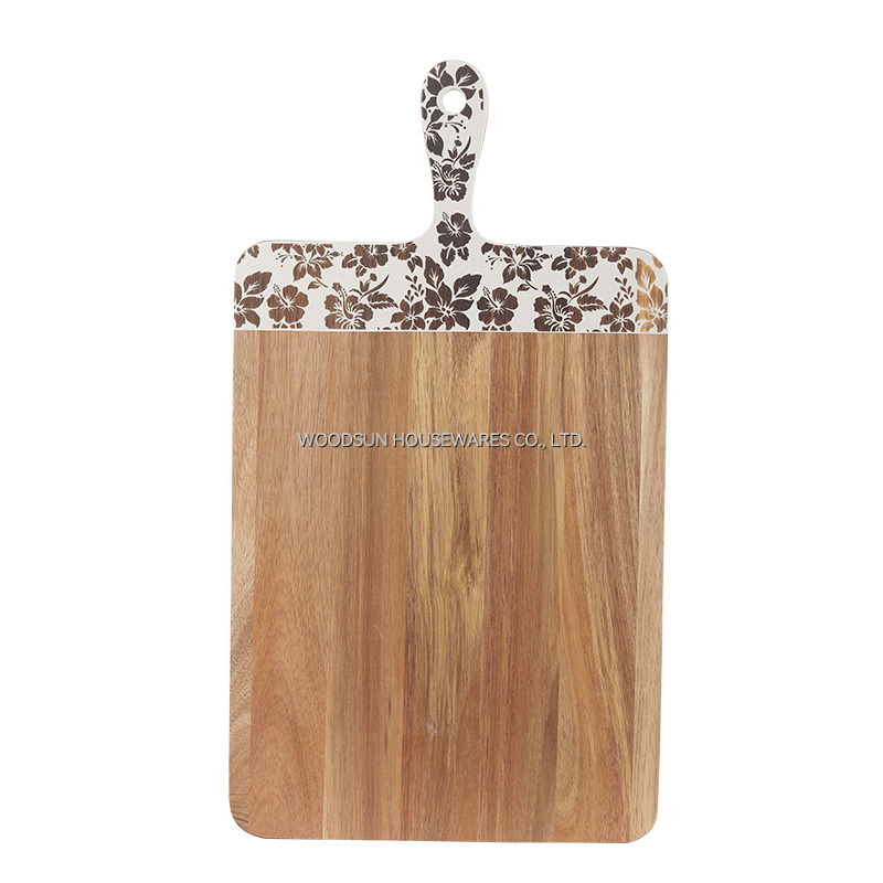 Woodsun Slicing Creative Laser Engraved Wooden Cutting Board With Handle