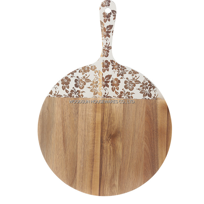 Woodsun Slicing Pizza Texas Cutting Board Round With Flowers Ningbo