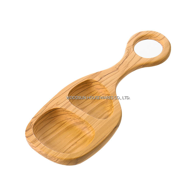 Woodsun Custom Divided Holzerne Snackteller Mit Griff Plato De Merienda Wooden Plates 2026 for Serving