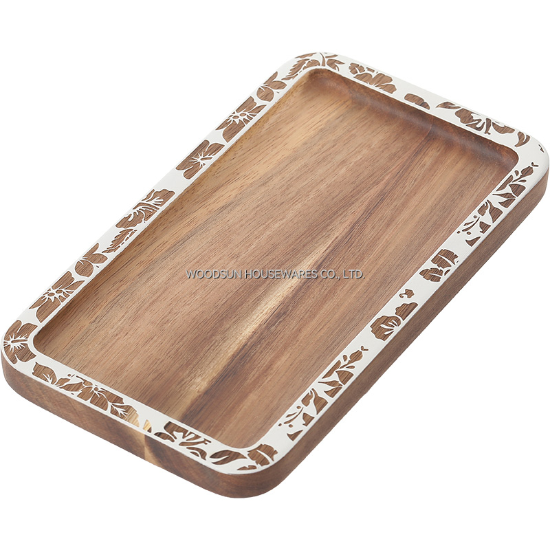 Woodsun Laser Engraving Restaurant Natural Reusable Wood Plate Wholesale