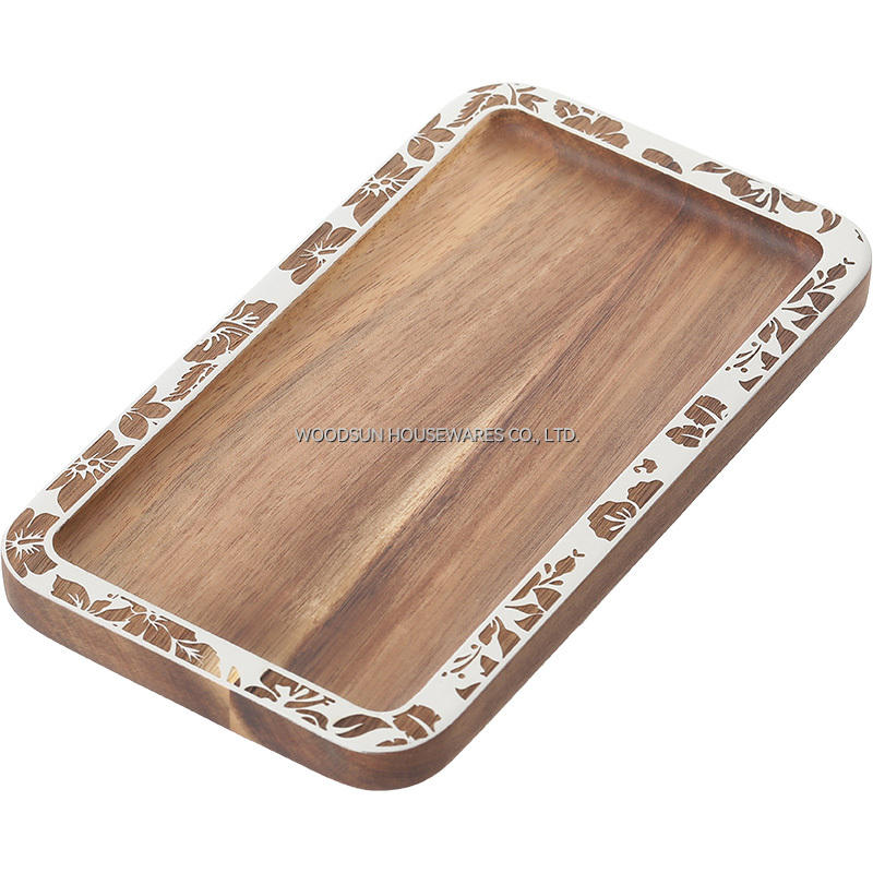 Woodsun Laser Engraving Restaurant Natural Reusable Wood Plate Wholesale