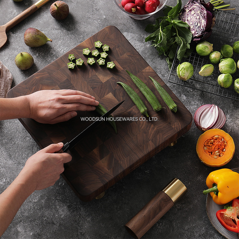 Woodsun Custom Brass Legs Walnut Wood Nordic Chopping Board