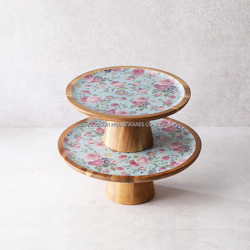 Wooden Custom Wooden Cake Plate Stand Wedding for Serving