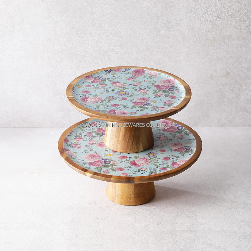 Wooden Custom Wooden Cake Plate Stand Wedding for Serving