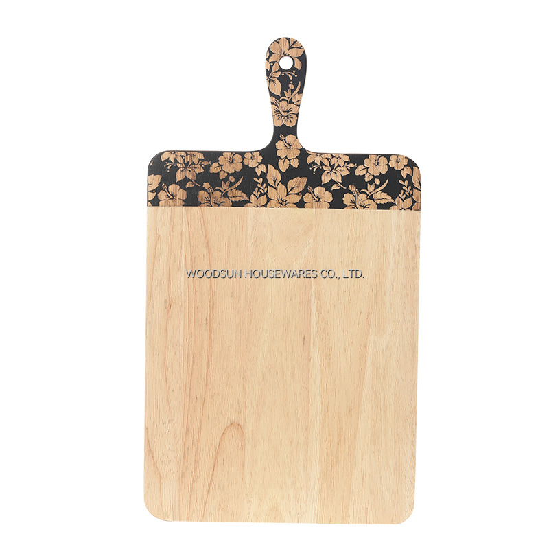 Woodsun Slicing Creative Laser Engraved Wooden Cutting Board With Handle