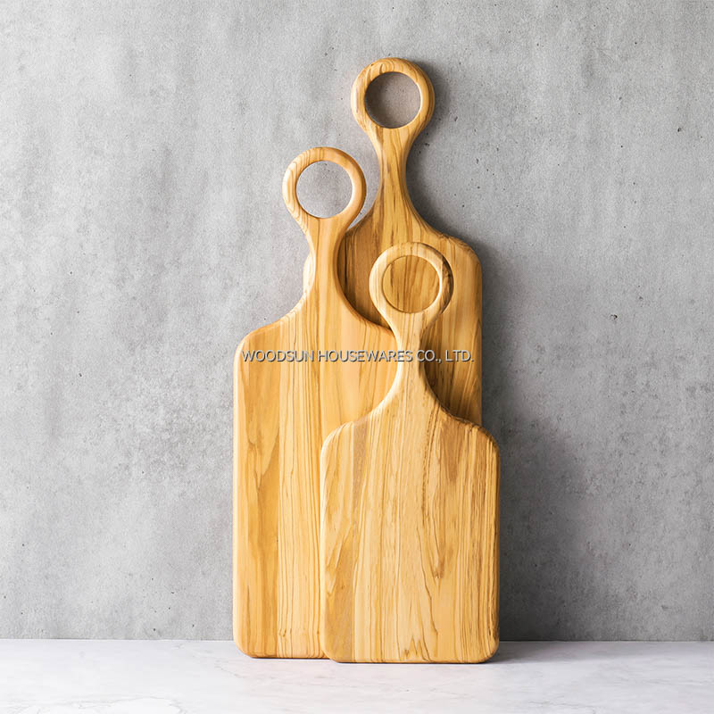 Woodsun Olive Wood Turkish Restaurant Serving Cutting Board Tray With Handle
