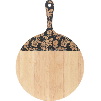 Woodsun Slicing Pizza Texas Cutting Board Round With Flowers Ningbo