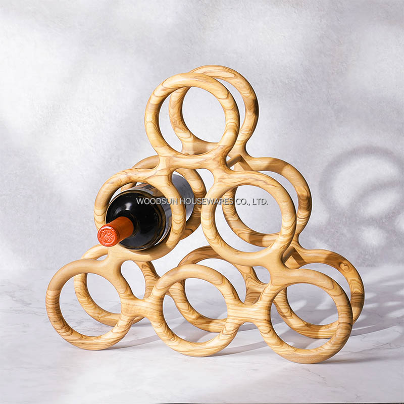 Woodsun Custom Olive Wood Hanging Wooden Wine Display Rack