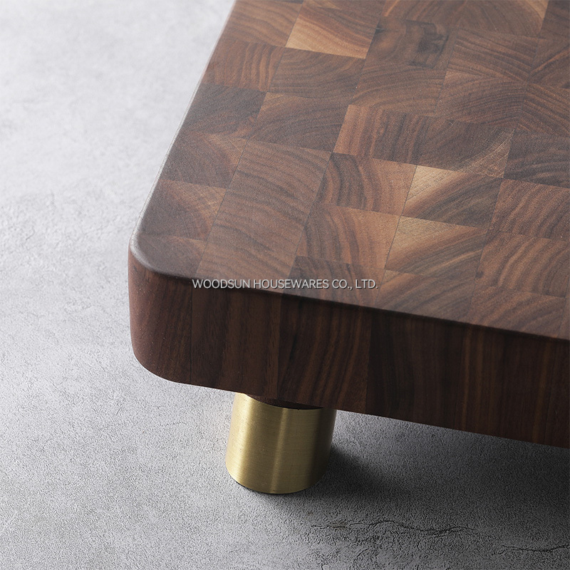 Woodsun Custom Brass Legs Walnut Wood Nordic Chopping Board