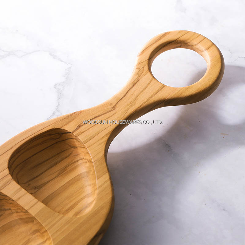 Woodsun Custom Divided Holzerne Snackteller Mit Griff Plato De Merienda Wooden Plates 2026 for Serving