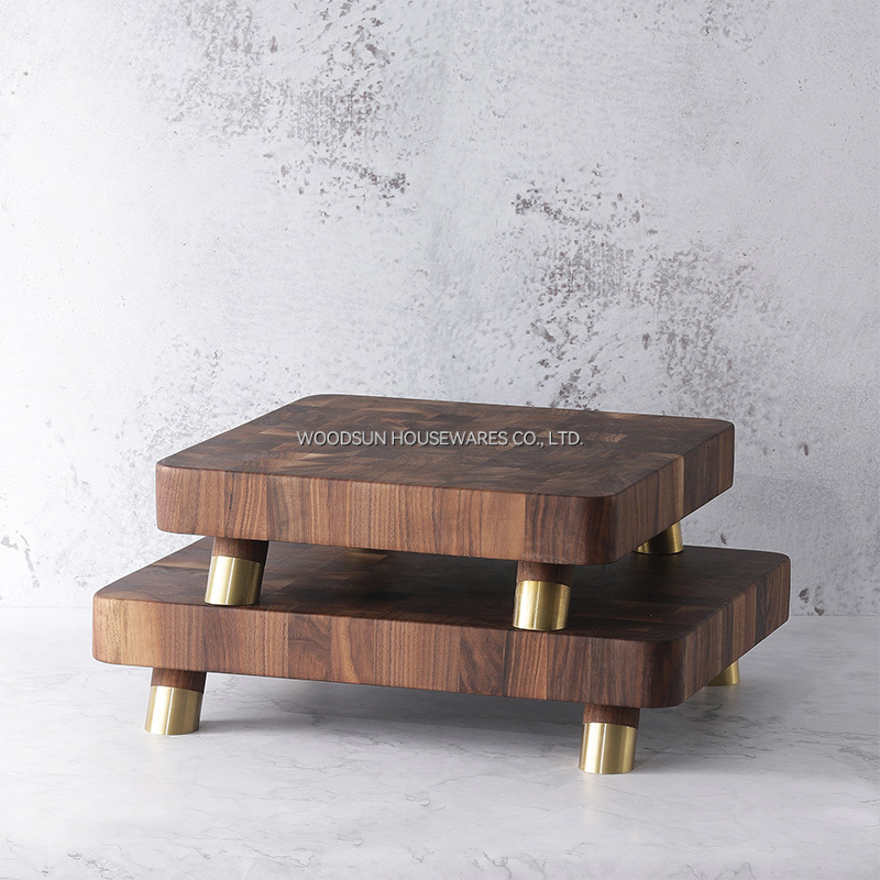 Woodsun Custom Brass Legs Walnut Wood Nordic Chopping Board