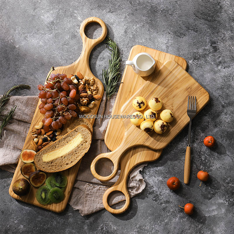 Woodsun Olive Wood Turkish Restaurant Serving Cutting Board Tray With Handle