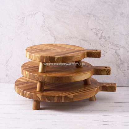 Woodsun Manufacturer Custom Serving Board Acacia Wood Cutting Boards Wholesale Pizza Cutting Board for Party