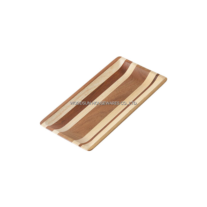 Woodsun Checkerboard Custom Acacia Wood Plate Wooden Dinner Plates