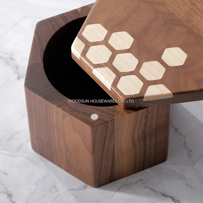 Woodsun Black Walnut Wholesale Wooden Salt Storage Boxes