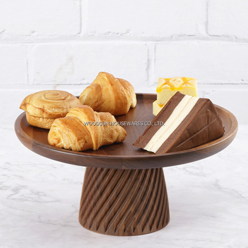 Woodsun Manufacturer Serving Trays Chip and Dip Cup Cake Stand Wood Plate