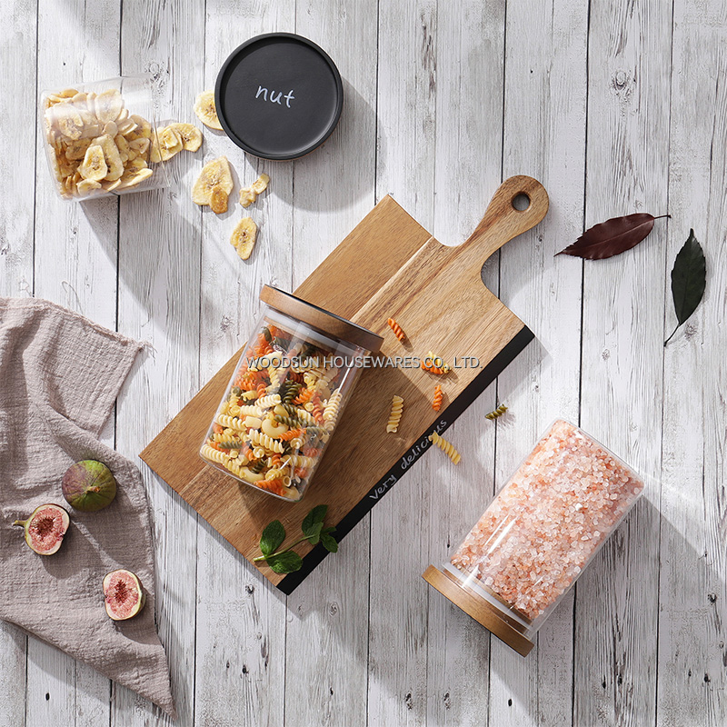 Woodsun Sealed Kitchen Canisters Clear Glass Food Storage Jars Containers