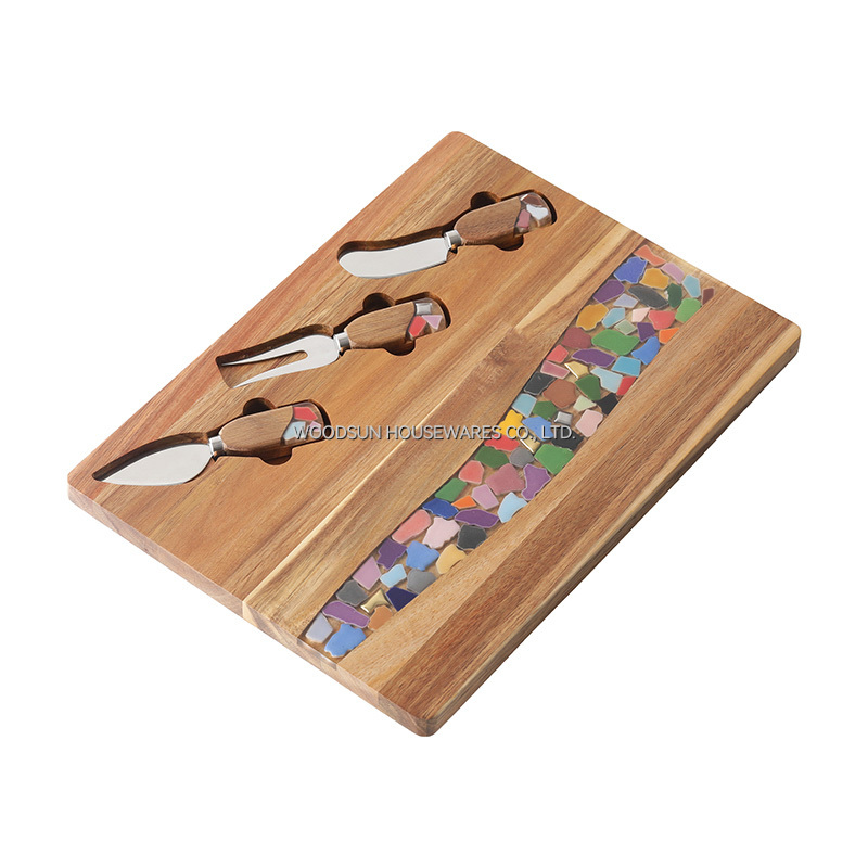 Woodsun Acacia 420J2 Resin Wholesale Wooden Cheese Board Charcuterie Board