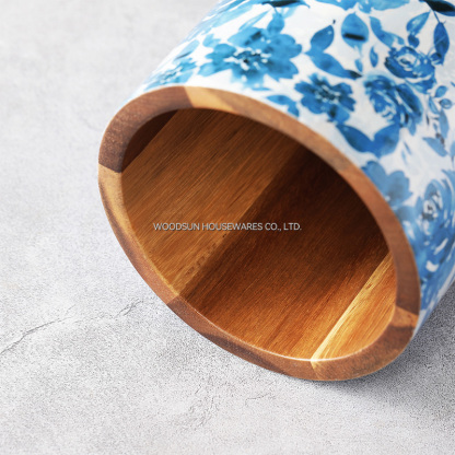 Customization Kitchen Wooden Cutlery Basket Utensil Holder