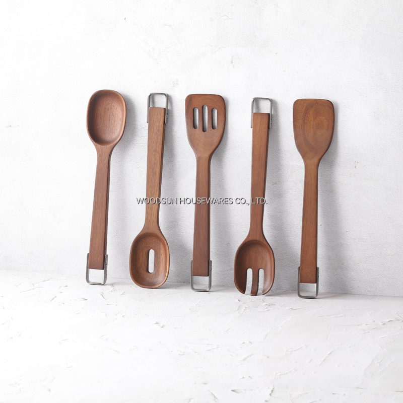 Woodsun OEM Metal Wooden Kitchen Utensil Cutlery Spoon