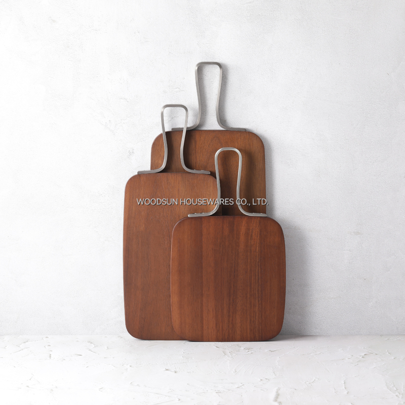 Woodsun Custom Paddle Serving Tray Board With Metal Hardware Handles