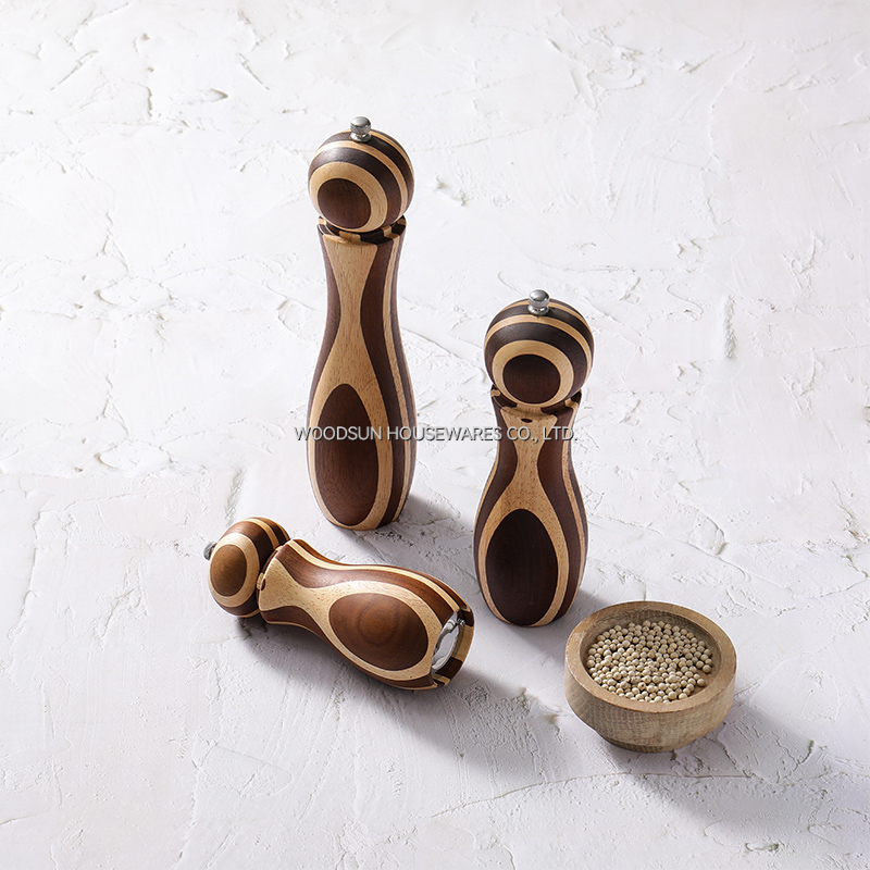 Woodsun Spice Tools Acacia Wood Rubber Wood Grinder Salt and Pepper Grinder Mill Set 2026