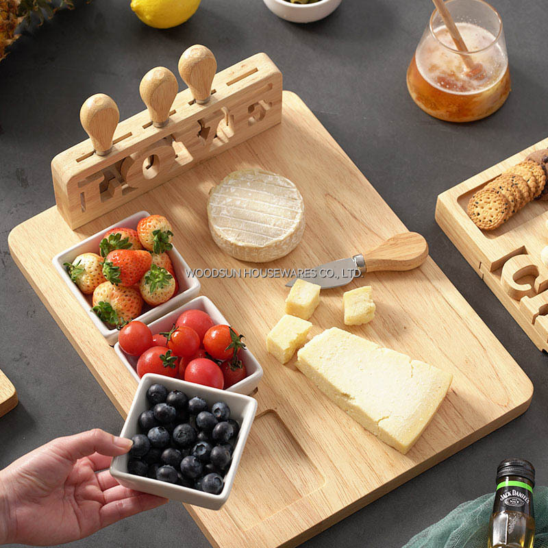 Woodsun Solid Lettering Papan Cheese Board and Knife Set Custom Wood Charcuterie Boards 2025